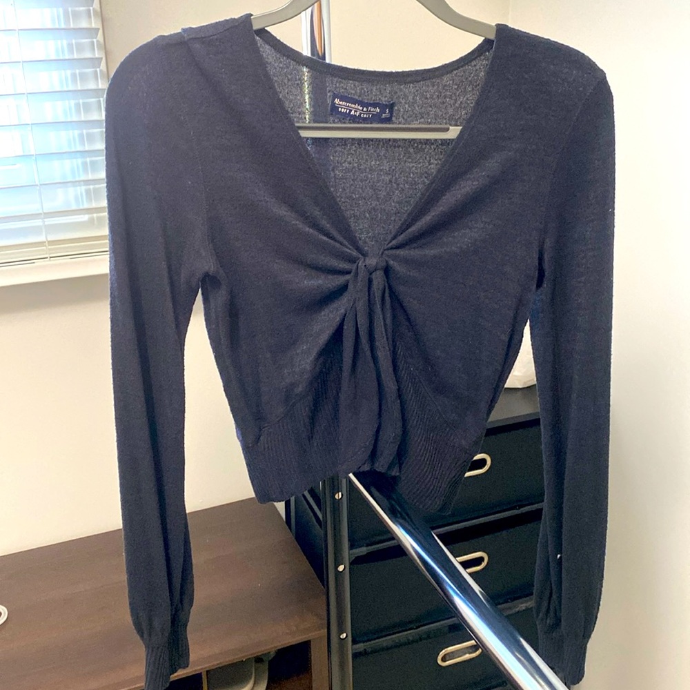 Abercrombie black tie front blouse. Size small